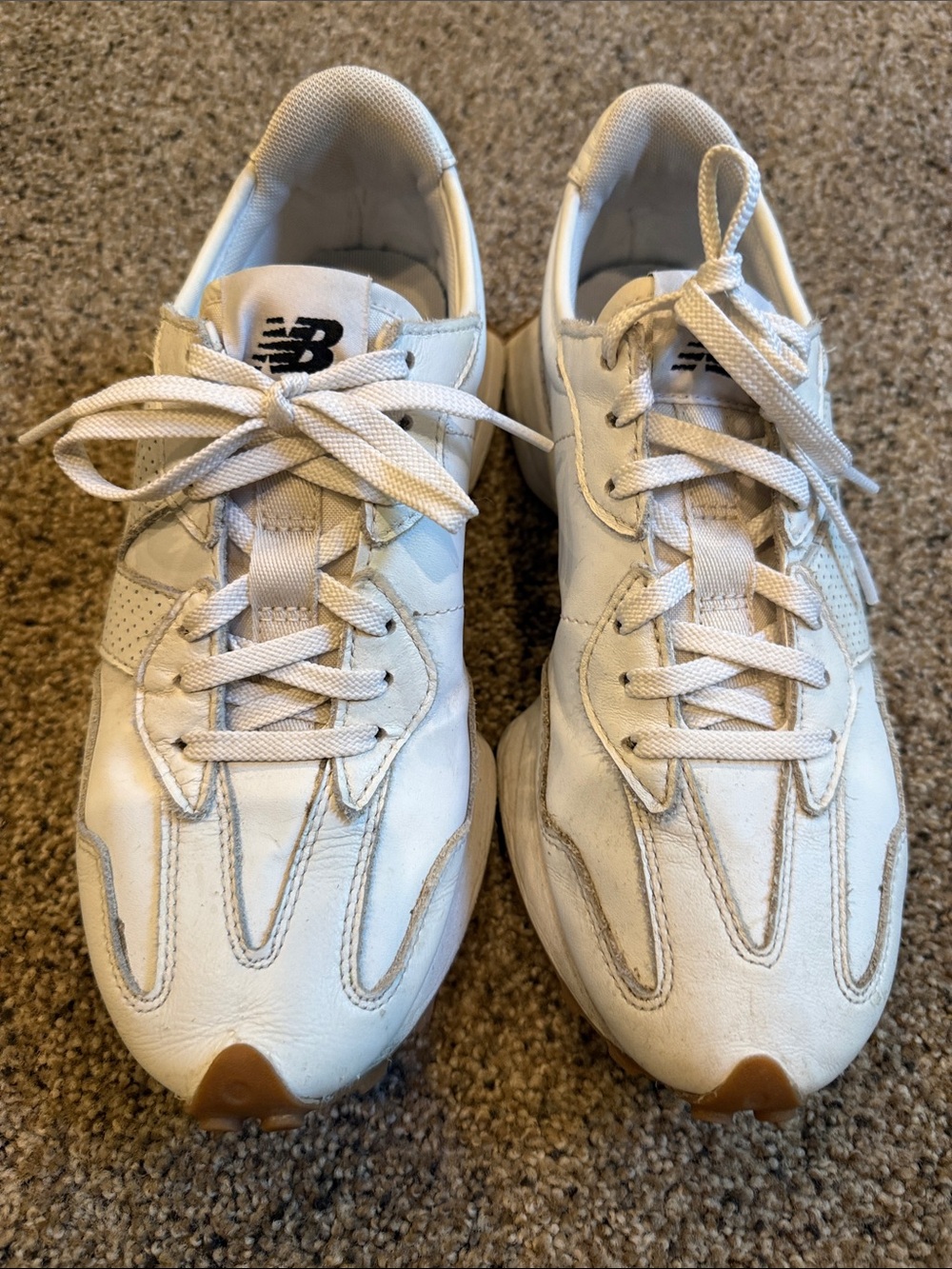 New Balance Men's White Sneakers with Gum Toe Accents
